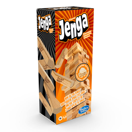 Hasbro Gaming Jenga Family Board Game, Original Wood Block Stacking Game, Quick to Learn Party Game for Kids & Adults, 1+ Players, Ages 6+, Secret Santa Gift