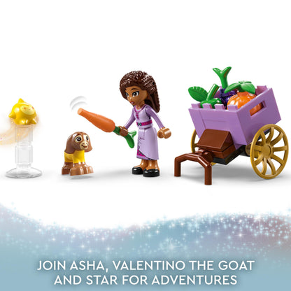 LEGO Disney Wish Asha in the City of Rosas, Wish Movie Set with Asha Mini-Doll, Valentino Goat Toy and Star Figures, Gift for 6 Plus Year Old Kids, Girls & Boys 43223