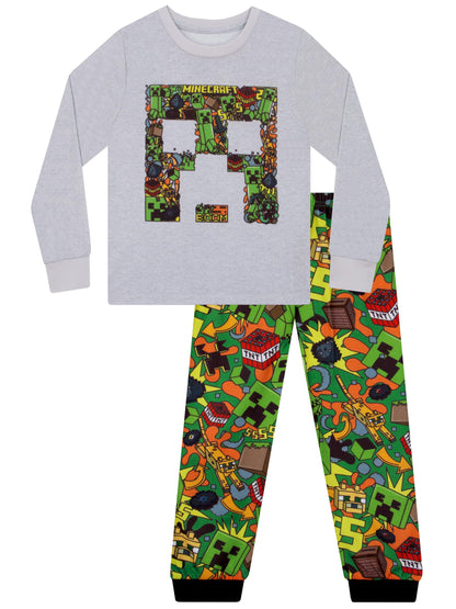 Minecraft Pyjamas, Creeper Boys Pyjamas, Gaming Pjs For Boys, Long Sleeve Kids Pjs, Multicolour 6-7 Years