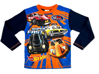Hot Wheels boys' blue pyjamas featuring Fast designs, suitable for ages 5-6, soft fabric and comfortable fit for nightwear.
