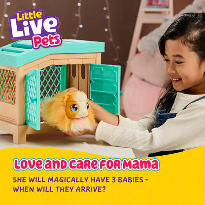 Little Live Pets 26410 Soft, Interactive Mama Guinea Pig and her Hutch, and her 3 Surprise Babies. 20+ Sounds & Reactions. Batteries Included. for Kids Ages 4+,7.8 x 11.93 x 11.38 inches