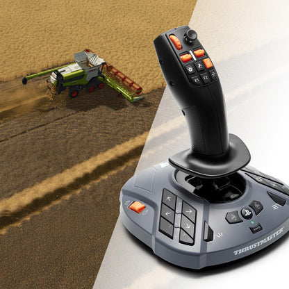 Thrustmaster SimTask FarmStick multifunctional farming joystick with buttons, suitable for PS5 and PC gaming setups.