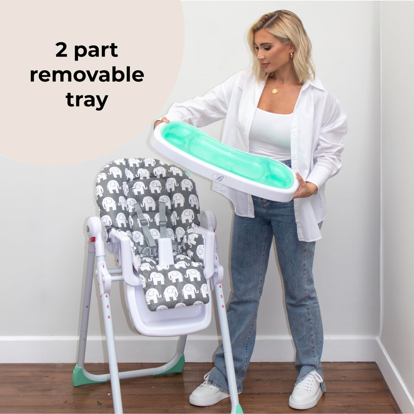 My Babiie Billie Faiers Signature Range MBHC8GE Elephants Premium Highchair, Grey