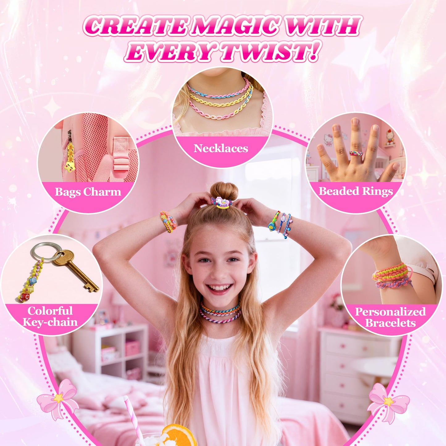 Unicorn Friendship Bracelet Making Kit for Girls Gifts Toys, Arts and Crafts Kit for Kids Age 5-12, Fun Pre-Cut Threads & Built-In Clip Weaving Styles, Xmas Birthday Girls Gift Ages 5 6 7 8 9 10 11 12