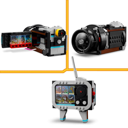 LEGO Creator 3in1 retro camera toy, video camera, and TV set for kids' desk decoration and creative play.