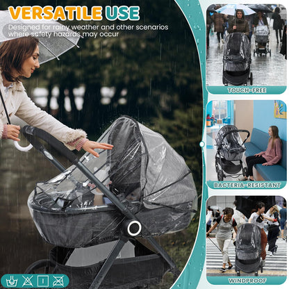 Orzbow universal rain cover for pushchair with transparent window, breathable durable EVA material, quick install for pram protection