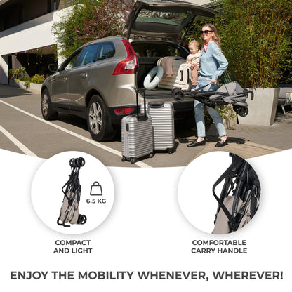 Kinderkraft TIK Lightweight Stroller, Travel Buggy, Sports Stroller, Lightweight - 6.5 kg, Easy Folding and Transport, Ajustable Backrest, from 6 Months up to 17 kg, Beige