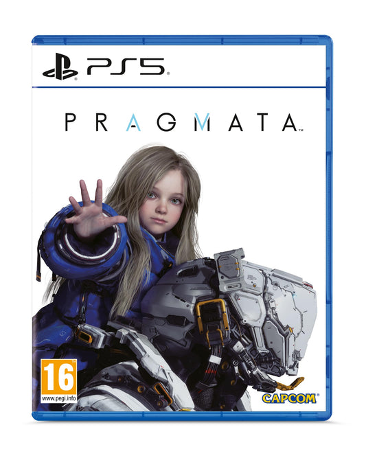 Pragmata PlayStation 5 game by Capcom showing futuristic astronaut character in a space-themed environment.