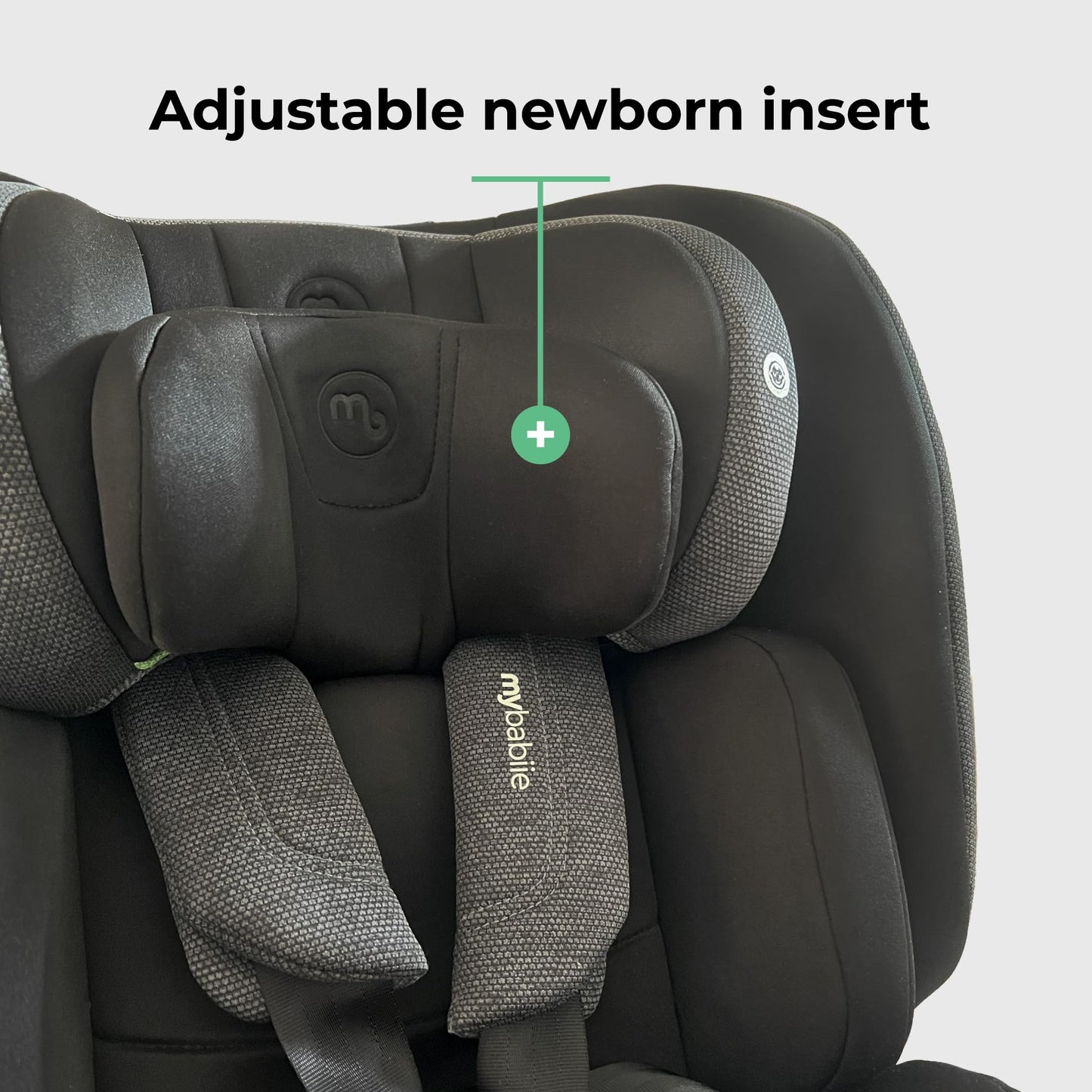 My Babiie MBCS200 360° Spin R129 Baby Car Seat – Top Tether, ISOFIX, Birth to 12yrs (40-150cm), i-Size, ERF, Group 0+/1/2/3, Rotating 360 Swivel - Black