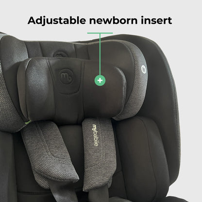 My Babiie MBCS200 360° Spin R129 Baby Car Seat – Top Tether, ISOFIX, Birth to 12yrs (40-150cm), i-Size, ERF, Group 0+/1/2/3, Rotating 360 Swivel - Black