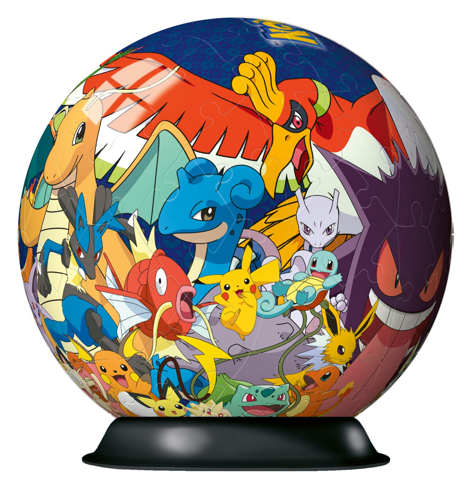 Ravensburger Pokemon 3D jigsaw puzzle ball, 72 pieces, featuring vibrant Pokemon characters, designed for kids aged 6 and up.