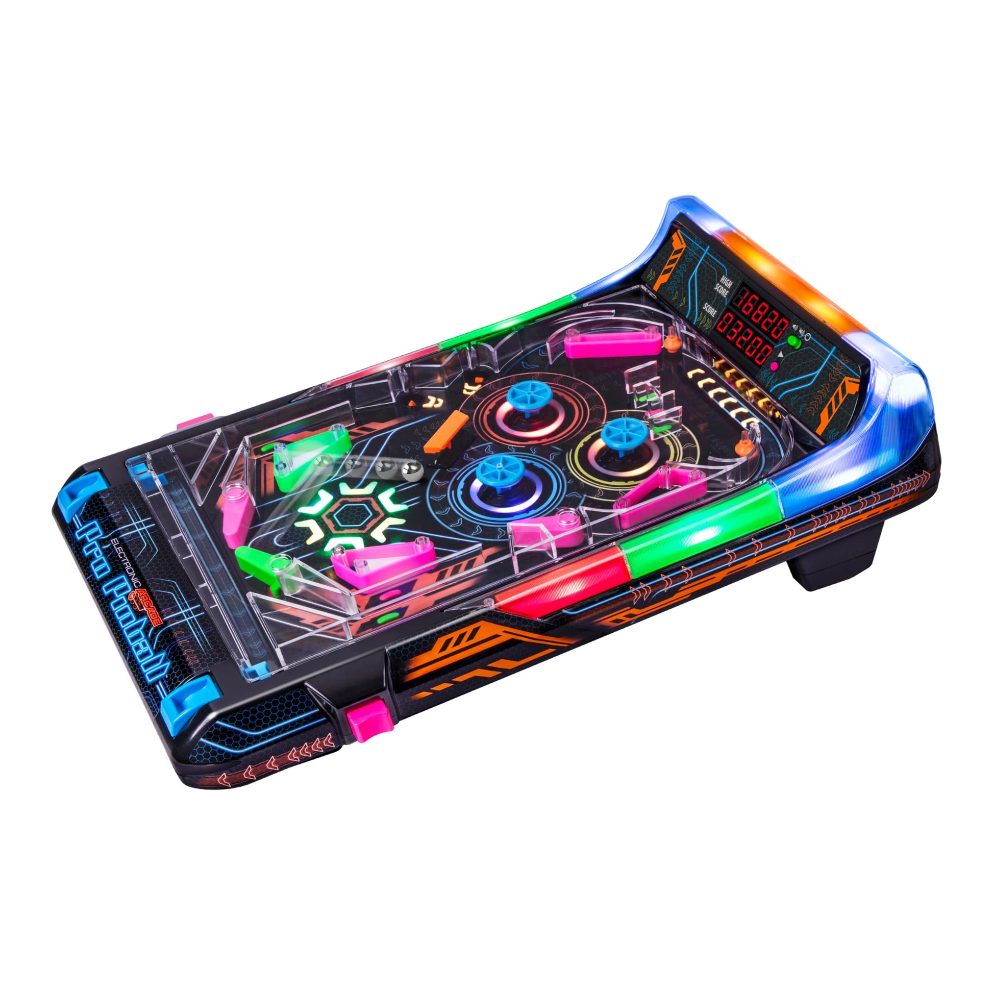 #winning Electric Arcade Pinball Pro Edition desktop pinball machine with colorful playfield and classic arcade design.