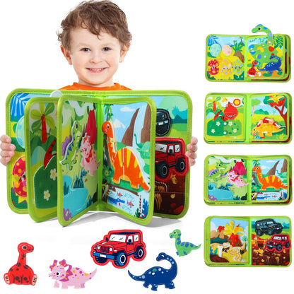 LZDMY Baby Busy Book Dinosaur Toys for 1 2 3 Year Olds, Toddlers Montessori Busy Board Travel Toys, Baby Sensory Activity Books Educational Toy, Boys Girls Birthday Gift