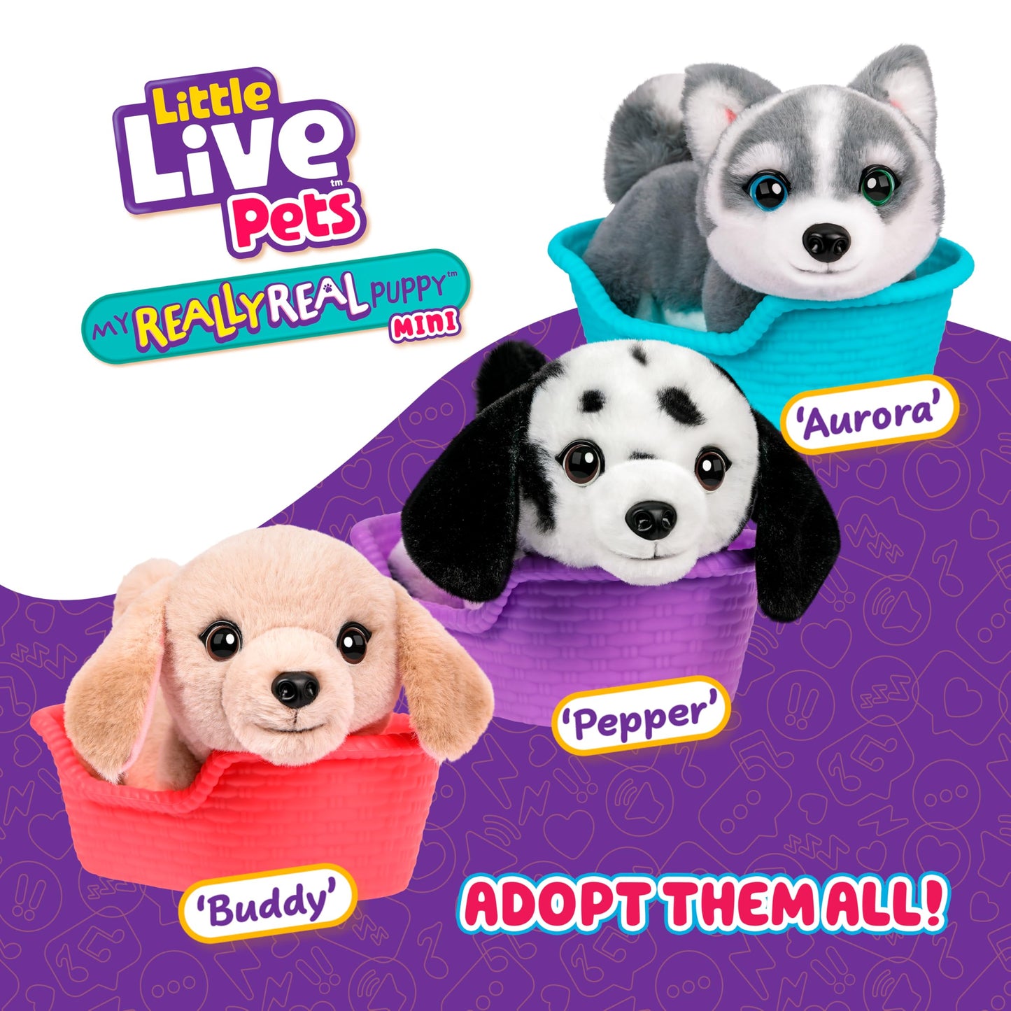 Little Live Pets My Really Real Puppy Minis- Pepper the Dalmatian| Interactive Puppy with 20+ Sounds & Reactions- Includes Basket for Display. Fun & Adorable Gift for Kids (11cm/4.3in tall)