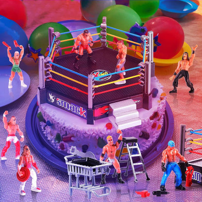 MyrkalaToy 32 Pieces Wrestling Toys Set - 12 Mini Wrestlers Action Figures With 20 Realistic Accessories - Gifts for Boys and Girls