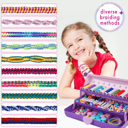 Friendship Bracelet Making Kit with Storage Box,DIY String Bracelet Arts and Craft for Girls Aged 8-12,Kids' Travel Activity Toy Set, Birthday Gifts for Ages 6 7 8 9 10 11 12 Year Old (Purple)