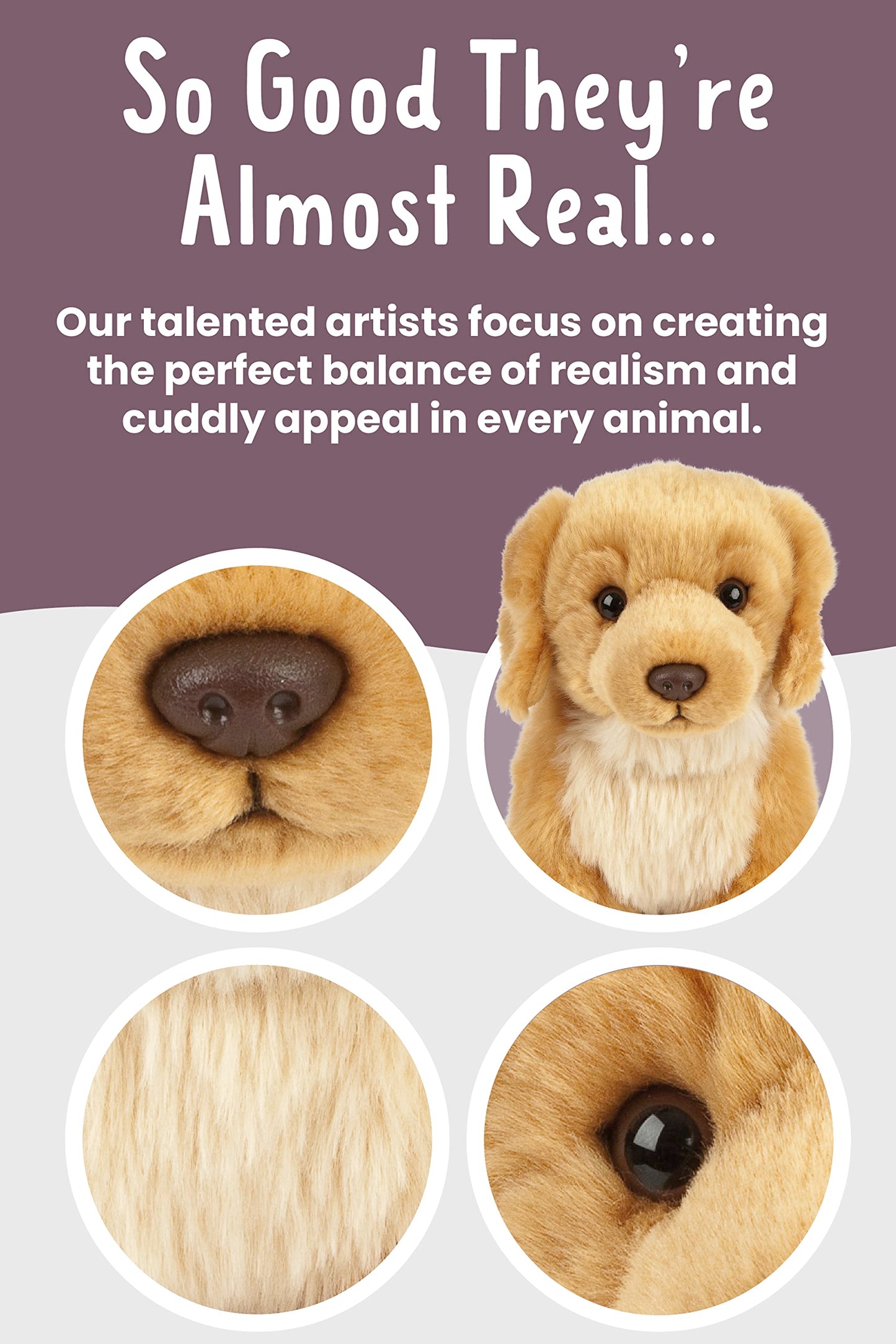 Living Nature Golden Retriever Soft Toy – 20 cm Fluffy Realistic Dog Plush, Cuddly Stuffed Animal Gift for Kids & Babies