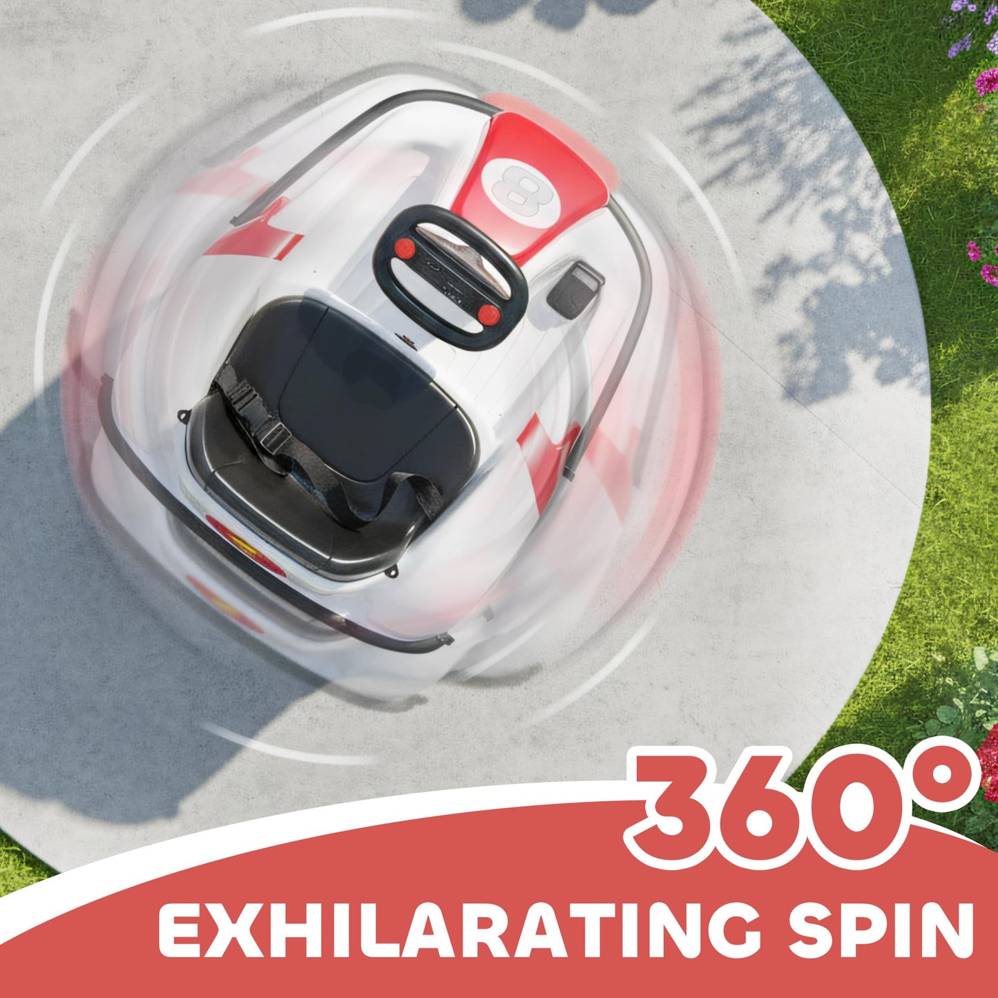 AIYAPLAY Kids Bumper Car, Electric Ride-on, 6V 360-Degree Spin Waltzer Car with Dual Motors, Music and Horn for Kids Ages 3-8 Years, Red