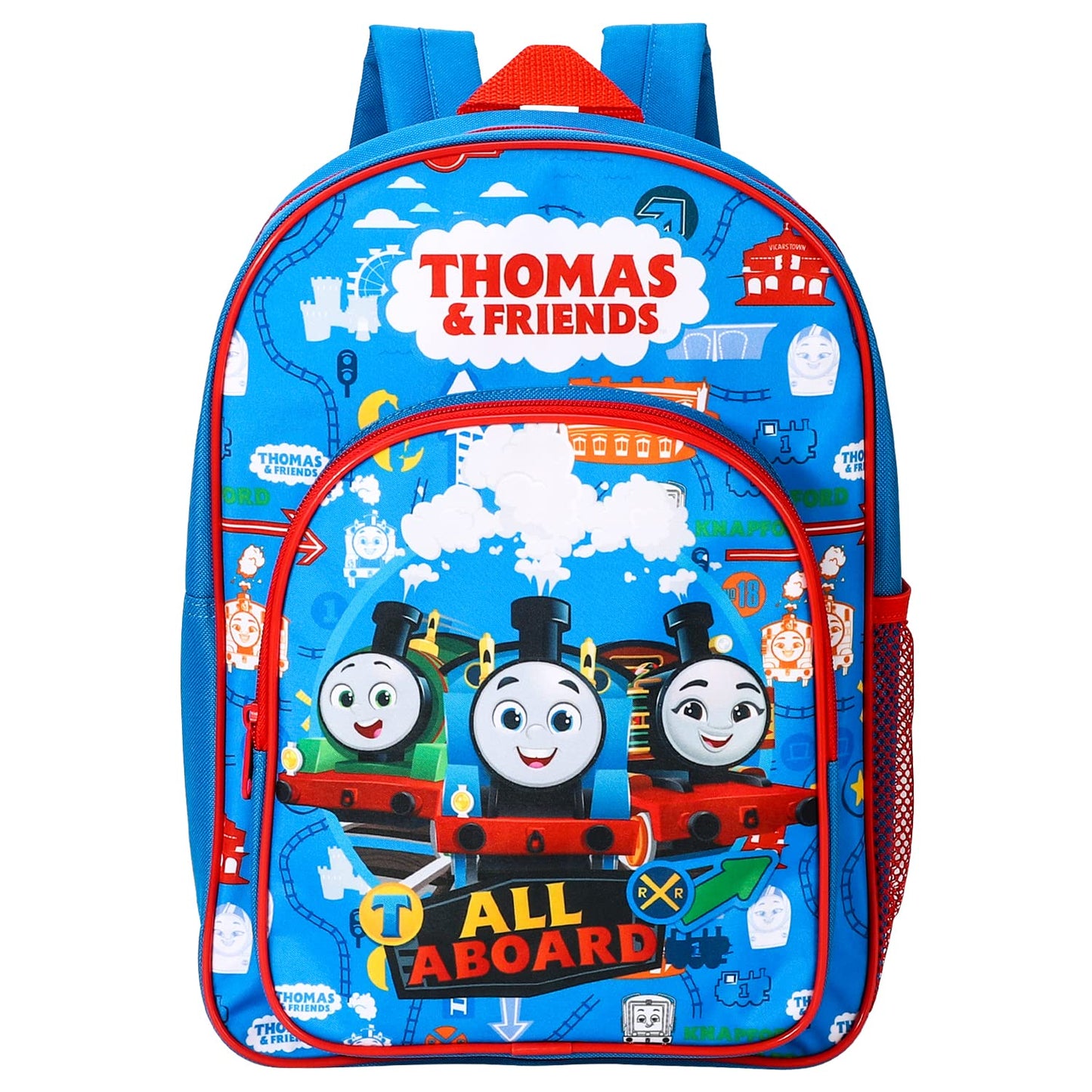 William Lamb Thomas the Tank Engine Kids Childrens Premium Backpack School Travel Bag with side mesh pocket and front zipped pocket, Multicolour, 36.7cm (height), 26cm (width), 13cm (depth) (02938)