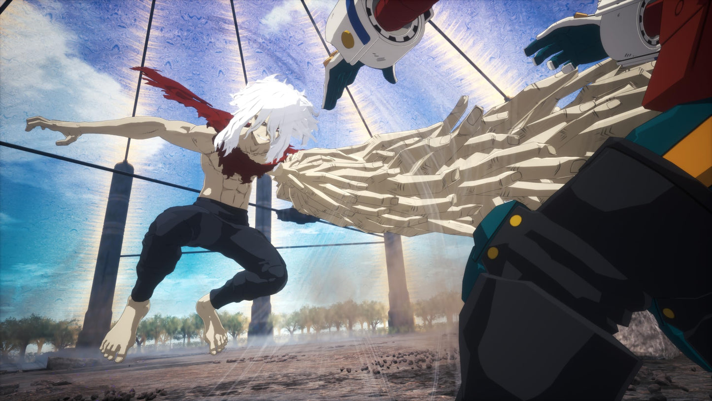 Bandai Namco's MY HERO ACADEMIA: All’s Justice PlayStation 5 game cover with artwork featuring anime characters and action scenes.