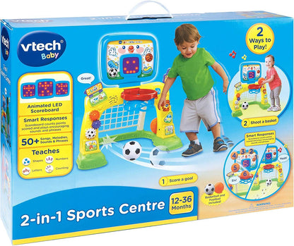 VTech 3-in-1 Sports Centre, Baby Interactive Toy with Colours and Sounds, Learning with Role-Play, Suitable for Baby Boys & Girls from 12 to 36 Months (Yellow/Blue), English Version