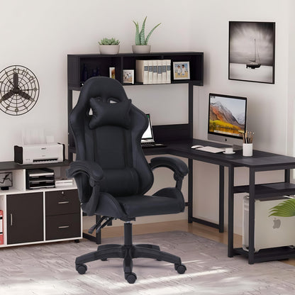 Millhouse Sport desk chair in black with adjustable lumbar and head pillows, designed for gaming and office use.