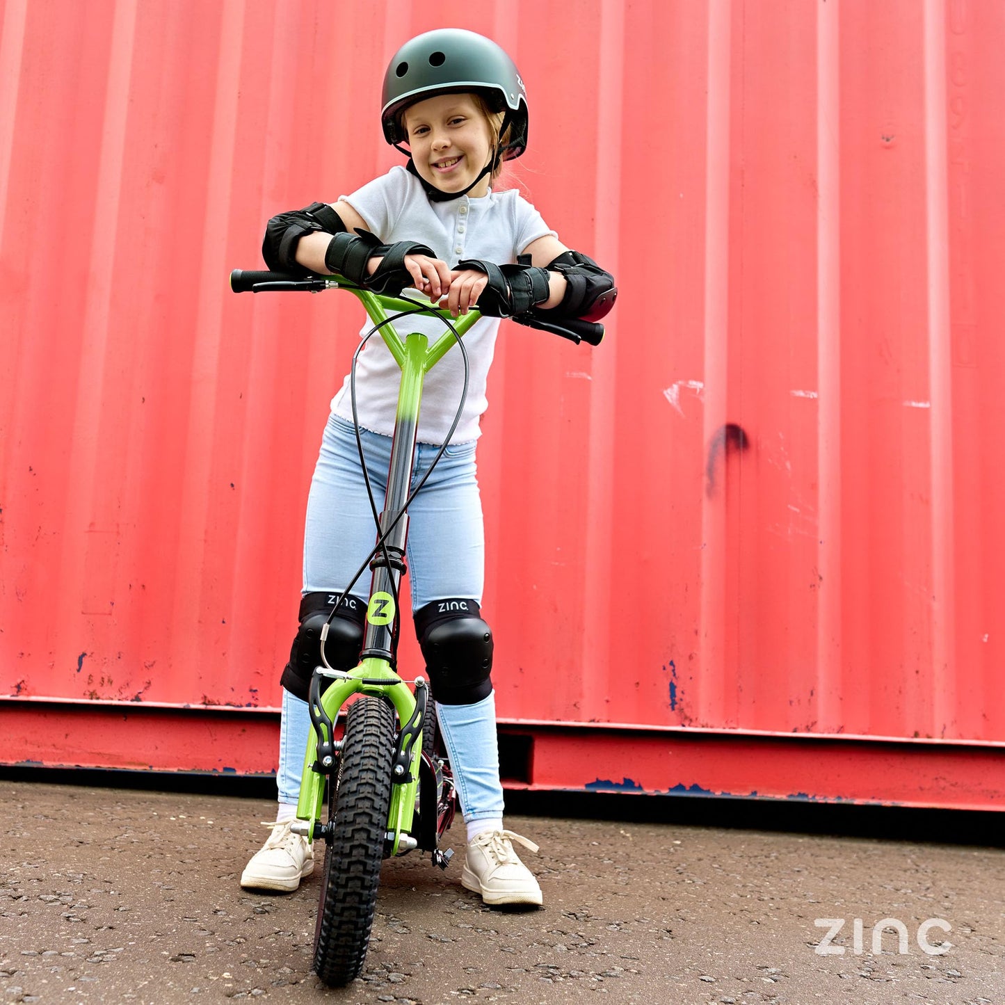 Zinc Radikal BMX Scooter for Kids Ages 6+ – 12 Inch Big Wheel Stunt Scooters with 360 Degree Handlebar Spin, Front & Rear Brakes, Steel Frame, Off-Road Tyres, Green & Black