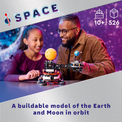 LEGO Technic Planet Earth and Moon model set showing detailed orbits for imaginative play by kids aged 10 and up.