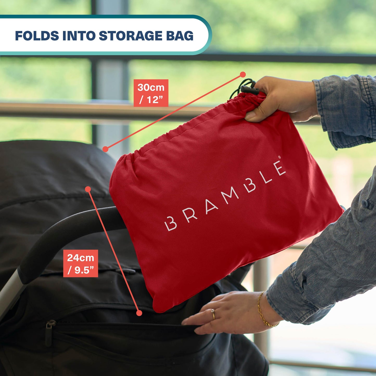 Bramble - XL Stroller Bag for Airplane - Extra Large Pram Bag for Airplane Travel - Water Resistant Double Pushchair Buggy Cover for Gate Check (Red)