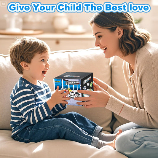 22-piece TOYABI metal race car set with mini pull back cars and roadblocks for kids aged 3-8.