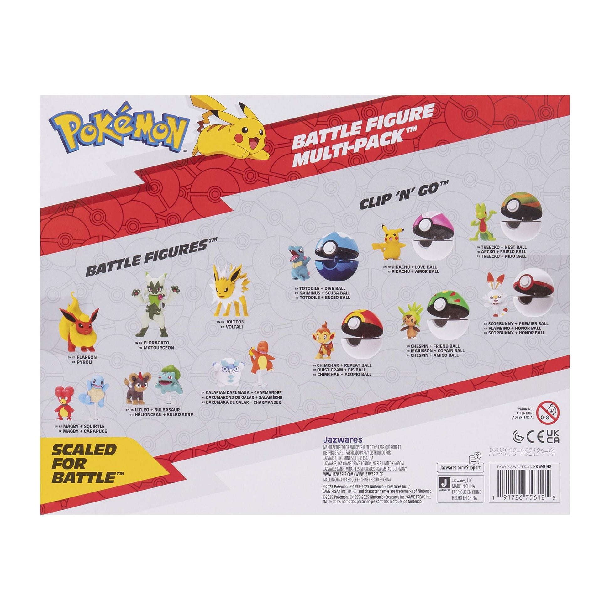 Pokémon Unova Battle Figure 6 Pack featuring 2-inch figures of Pawmi, Squirtle, Torchic, Turtwig, Hoothoot, and Appleton.