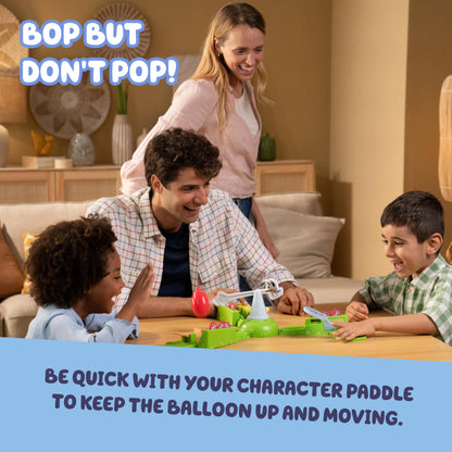 Bluey Keepy Uppy Game Help, Bingo, and Chilli Keep the Motorized Balloon in the Air With the Character Paddles For 2-3 players Ages 4+