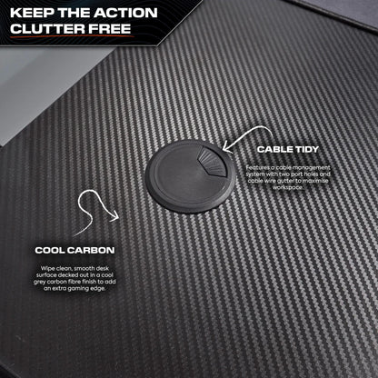 X-Rocker Panther XL 155cm x 108cm, L-Shaped Gaming Desk - Reversible Corner Design, Large Dual Monitor, Sturdy Metal Frame for Adults & Kids - Carbon Black - Mouse Mat Included