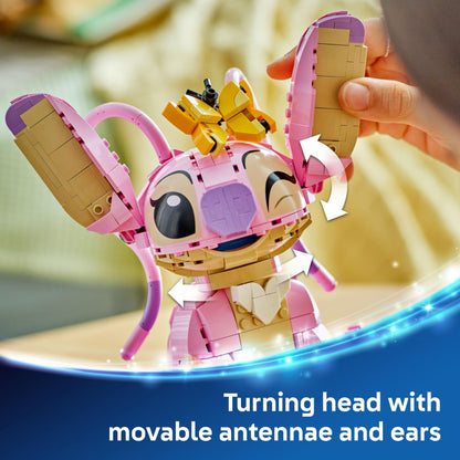 LEGO Disney Angel building toy with three heart balloons and a butterfly, perfect for display and imaginative play.