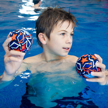 Zoggs unisex baby splash balls in orange and blue, made of water-friendly neoprene, set of 2 for kids' play.