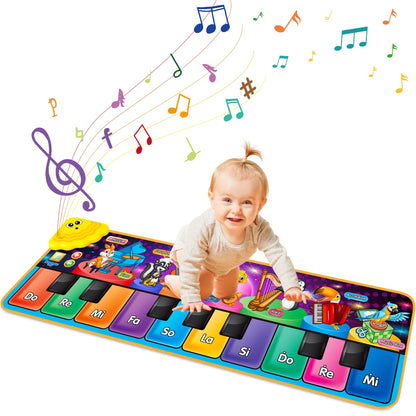 Tesok kids' musical piano mat featuring 10 keys, 25 music sounds, and 7 instrument sounds for interactive play.