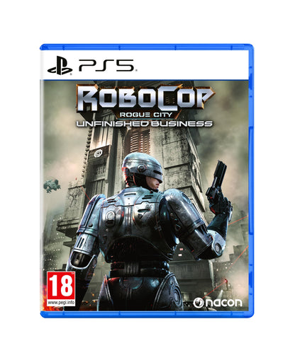 Nacon RoboCop: Rogue City Unfinished Business PS5 game cover featuring RoboCop in a city scene.
