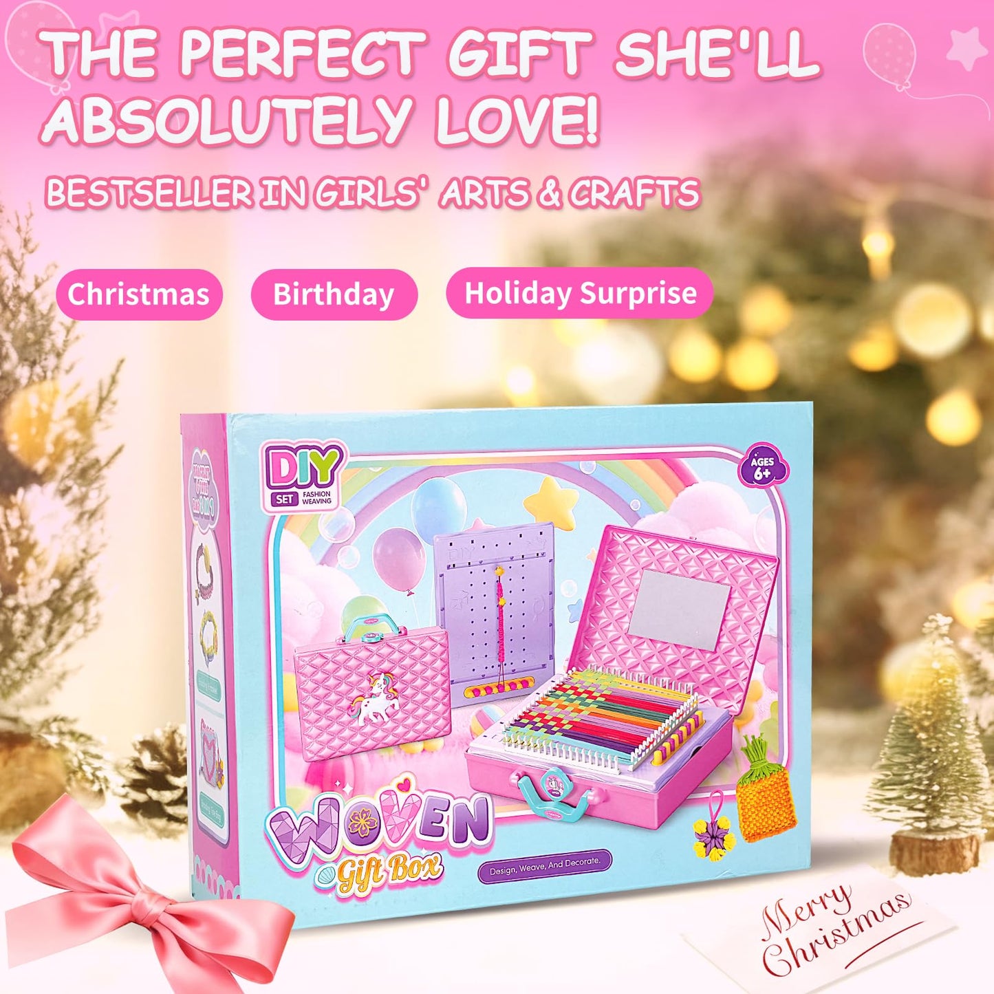 ZQIN Friendship Bracelet Making Kit for Girls 8+: Quick Maker DIY Arts and Crafts Toys, Best Christmas & Birthday Gifts for 6-12 Year Old Girls (Pink)