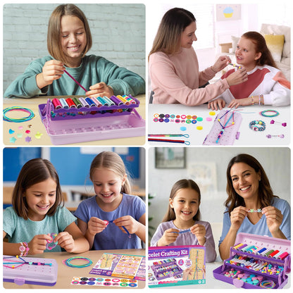 Friendship Bracelet Making Kit with Storage Box,DIY String Bracelet Arts and Craft for Girls Aged 8-12,Kids' Travel Activity Toy Set, Birthday Gifts for Ages 6 7 8 9 10 11 12 Year Old (Purple)