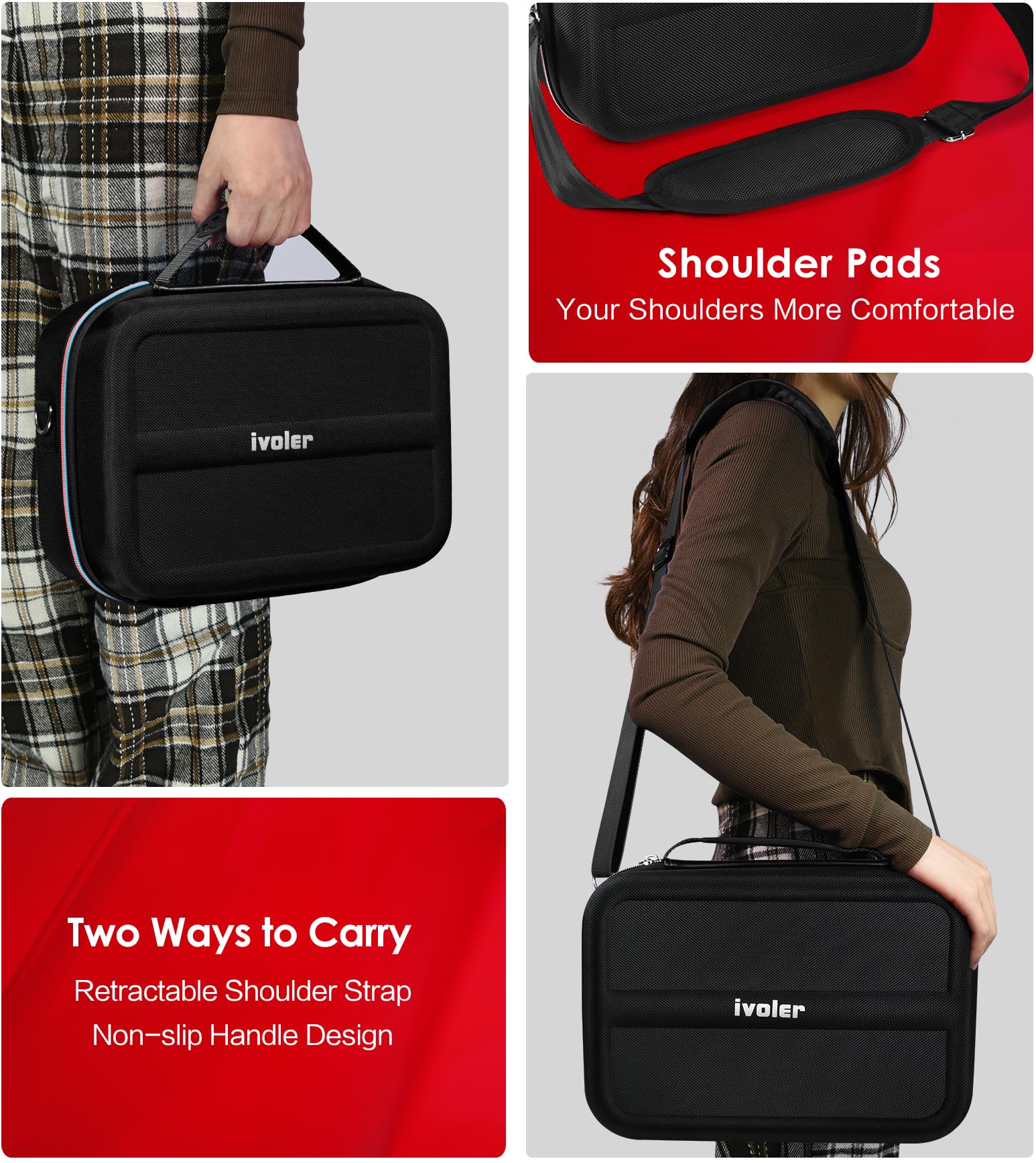 ivoler Nintendo Switch 2 carrying case with soft lining, holds 20 games and accessories in a durable, portable messenger bag.