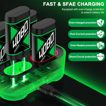 HEYLICOOL rechargeable battery packs for Xbox Series X|S and Xbox One controllers with charging dock and 20+ hours gaming time