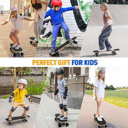 GIEEU Skateboards with Colorful Flashing Wheels for Beginners, Kids, Teens and Adults, Complete Standard Skateboard, 9 Layers, Canadian Maple, Concave (X-blackwhite)