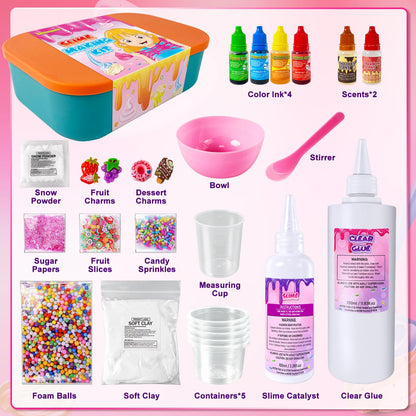 YOPINSAND ice cream DIY slime kit for girls featuring butter, foam, cloud slime, add-ins, foam balls, and charms for kids ages 6-12