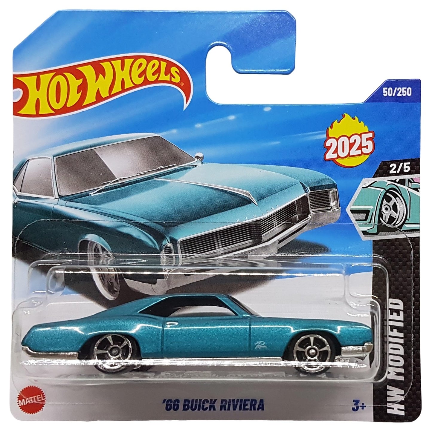 Hot Wheels - '66 Buick Riviera - HW Modified 2/5 - HYW16 - Short Card - Turquoise Metallic - GM - Mattel 2025-1:64