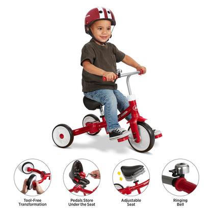 Radio Flyer Triple Play Trike, Red Toddler Tricycle, Balance Bike, and Ride On For 1-3 Years