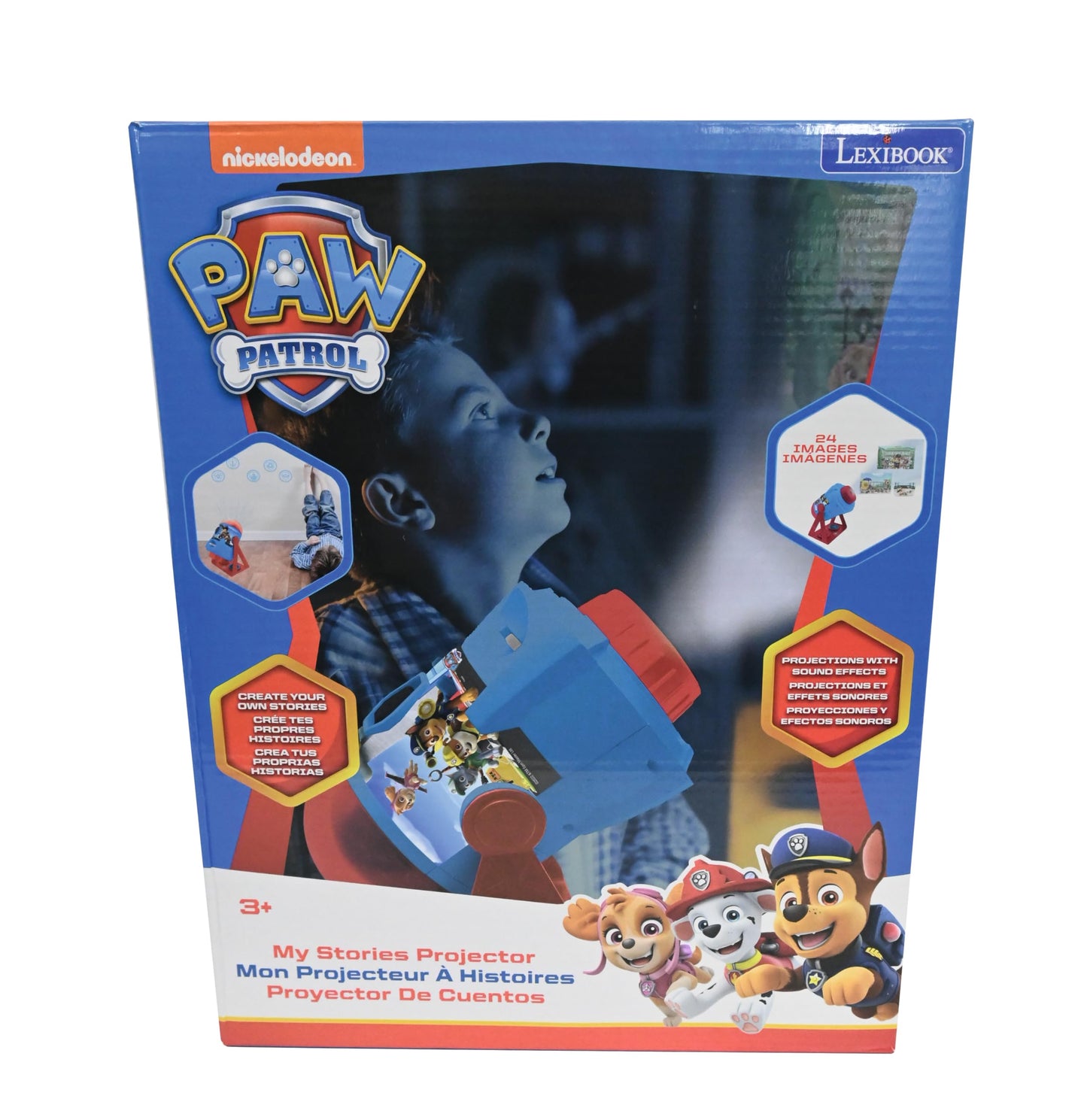 LEXIBOOK, Paw Patrol, My stories brought to light, Story projector with sounds, timer and booklet, blue/red, LTC100PA