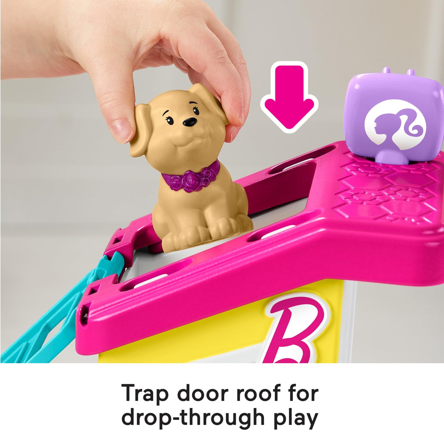 Fisher-Price Little People Barbie Toddler toy playset with pet spa, featuring colorful accessories and built-in music and sounds for kids.
