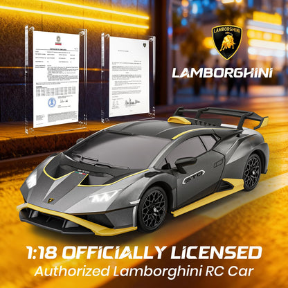 LUXOS RC Lamborghini Remote Control Cars, 1:18 Scale Officially Licensed Lamboghini Toy Car, Cool RC Car Toys for 4 5 6 7 8 9 10 11 12 Year Old Boys Kids Adults Gifts,15km/h Fast RC Drift Cars (Grey)