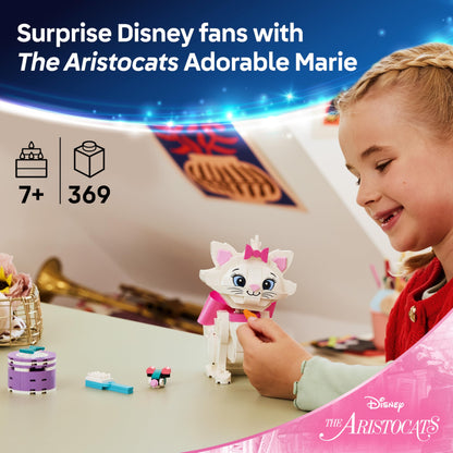 LEGO|Disney The Aristocats Adorable Marie - Toy Cat Animal Figure w/Accessories incl. a Textile Bow - DIY Bedroom Decor - Nostalgic Gift for 7+ Year Old Girls & Fans - 43286
