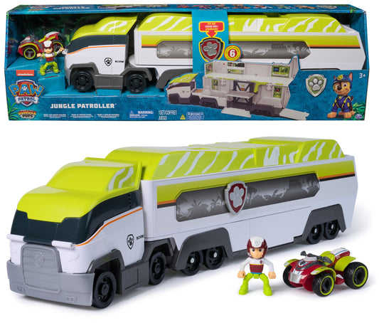 Paw Patrol Jungle Pups, Transforming PAW Patroller, Ryder Action Figure, ATV Toy Car, Vehicle Lift and Sound Effects, Kids’ Toys for Boys and Girls Aged 3+